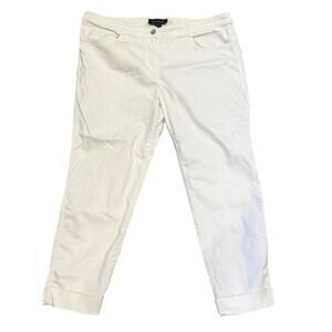 St John White Cropped Pants Womens Size 14 Stretch Cotton Ankle Casual Summer